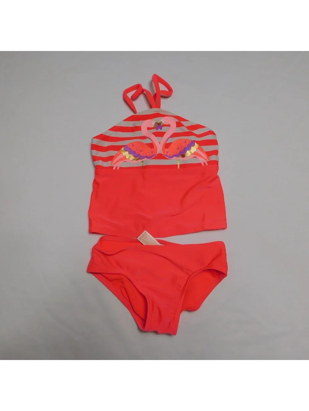 Cat & Jack Girls Flamingo Tankini Swimsuit 2-Piece Pink Size XS (4/5)